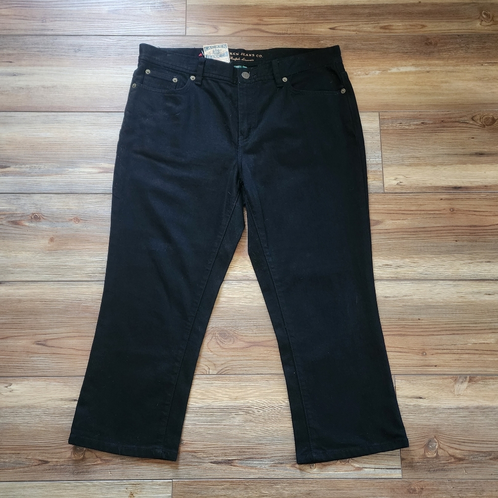 Ralph Lauren Jeans Womens 10 Black Modern Midcalf Cropped NEW